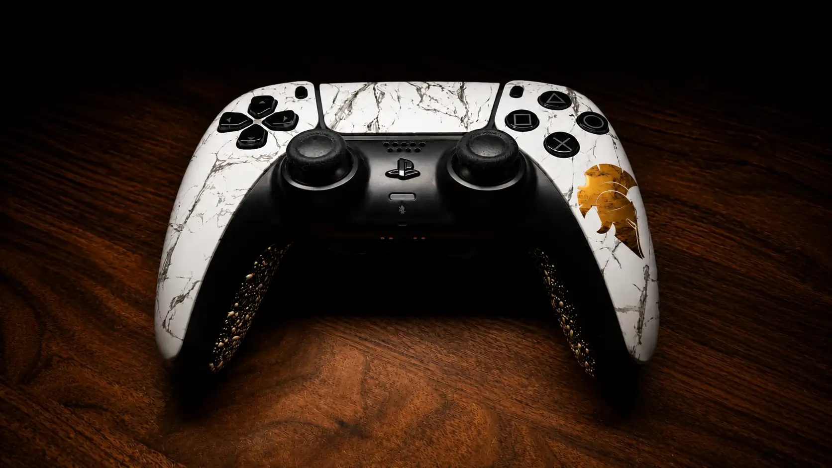 Wit marmeren custom controller build, voorzijde