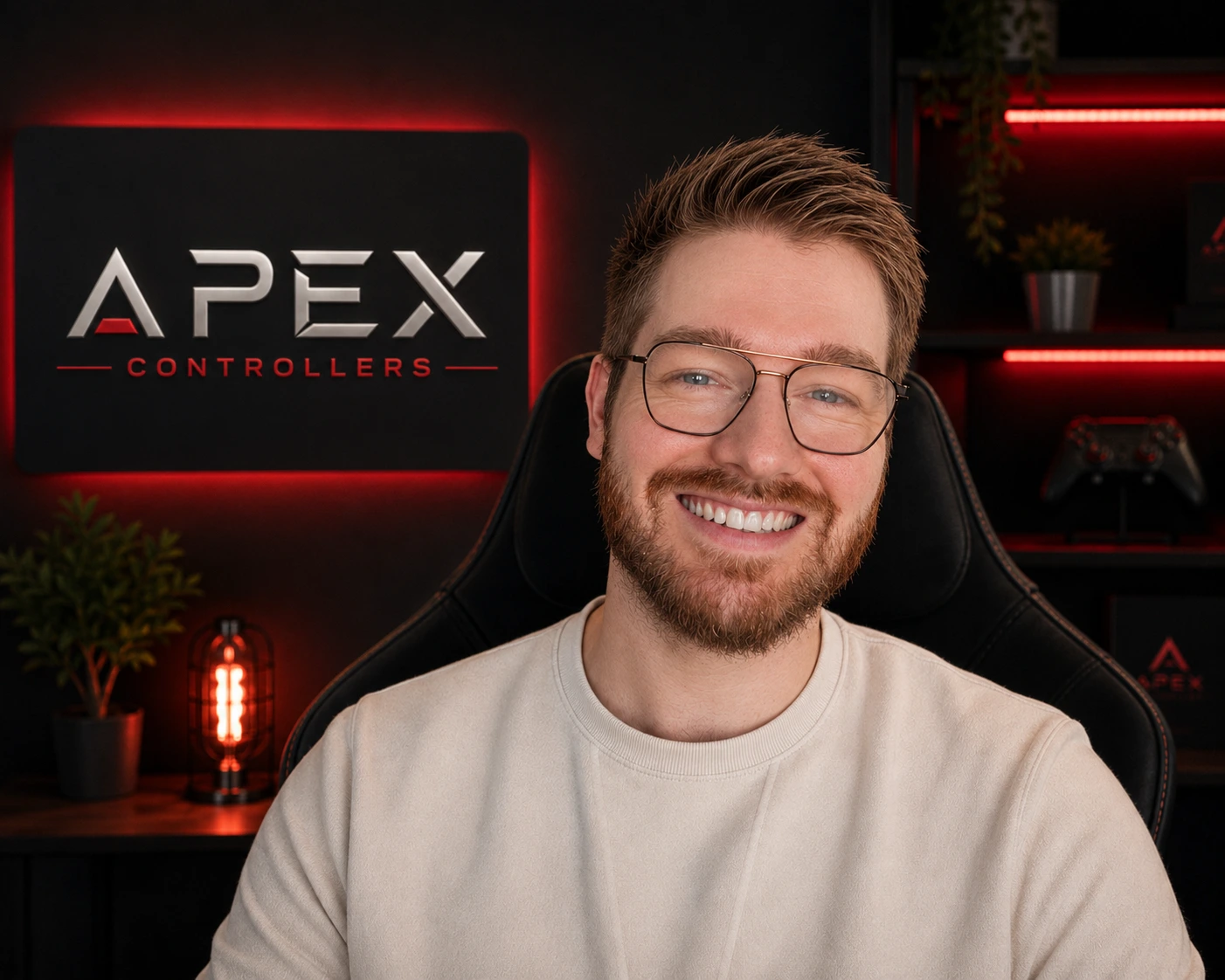 Stefan, oprichter van Apex Controllers, aan het werk in de werkplek